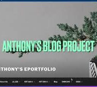 "Anthony's Blog Project "with juniper tree in background